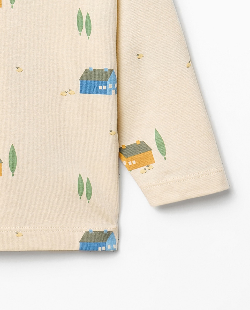 T-shirt com Estampado de Quintas Branco-marfim-3