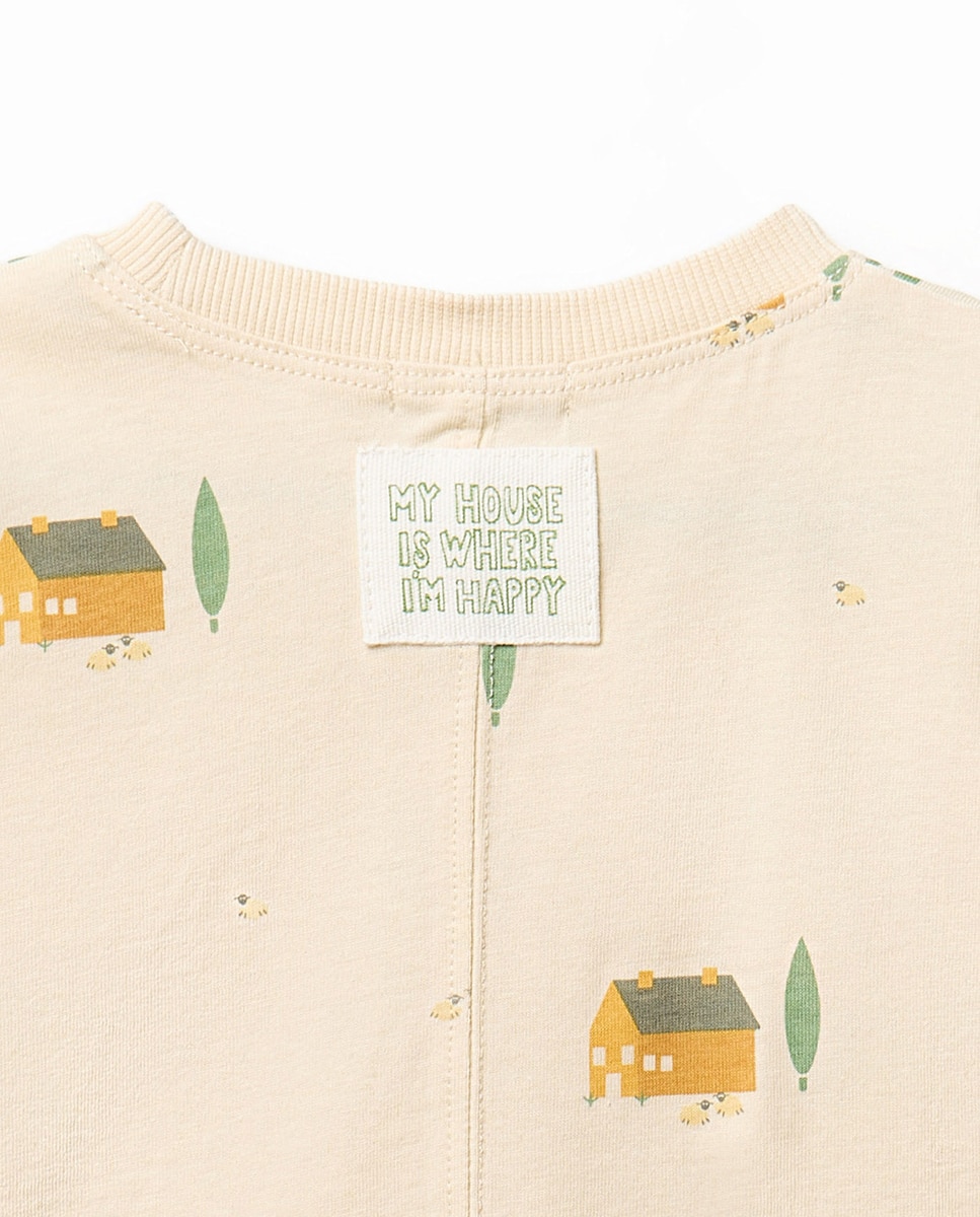 T-shirt com Estampado de Quintas Branco-marfim-4