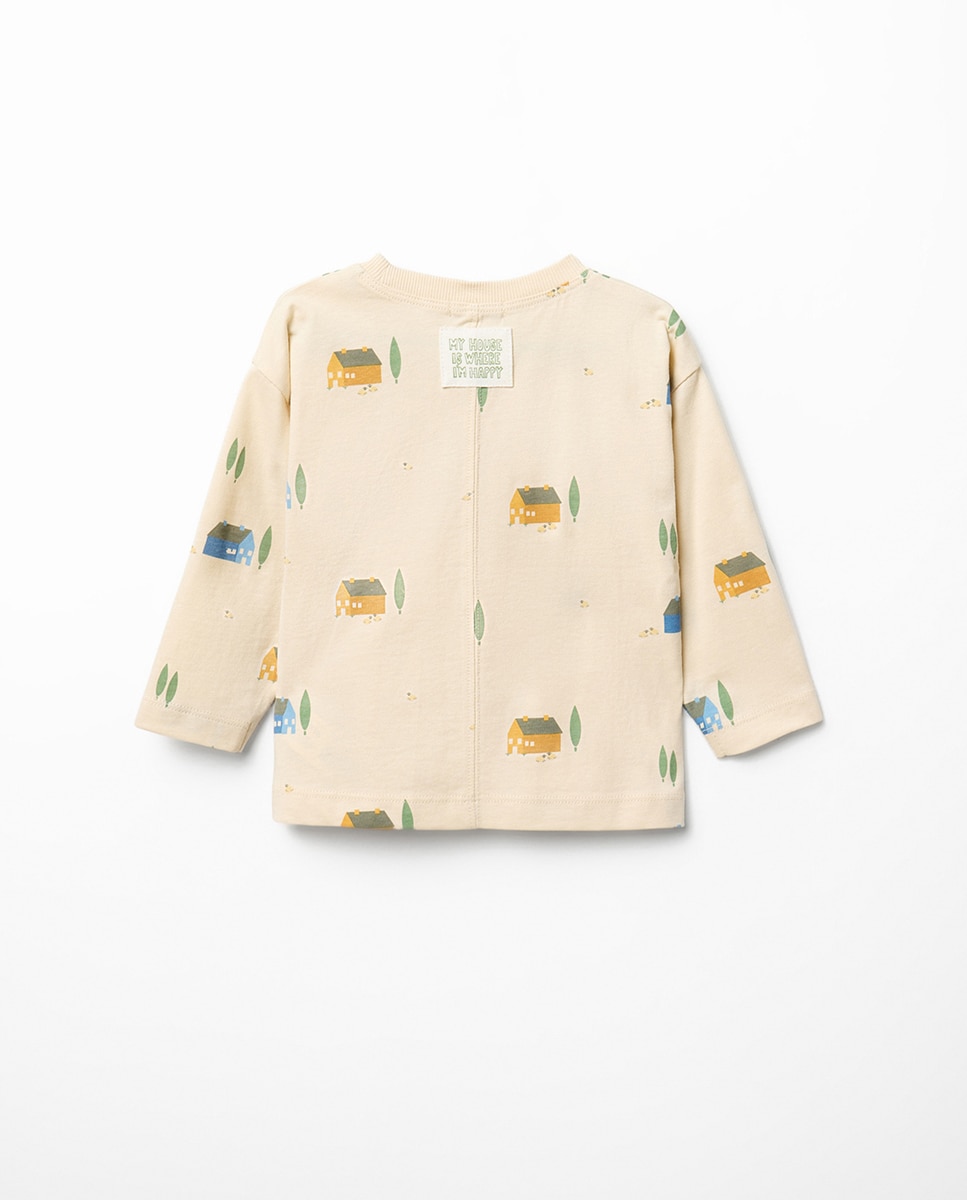 T-shirt com Estampado de Quintas Branco-marfim-5