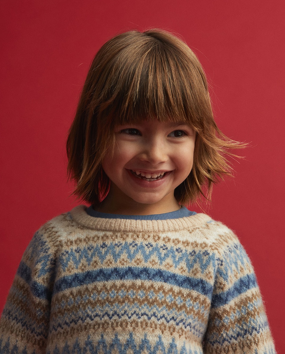 Camisola de Malha Jacquard de Inverno Castanho-claro-3