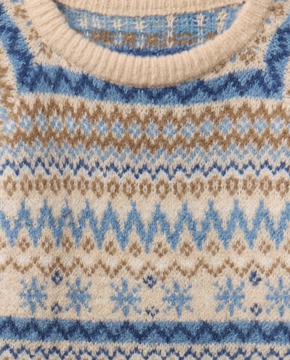 Camisola de Malha Jacquard de Inverno Castanho-claro-5