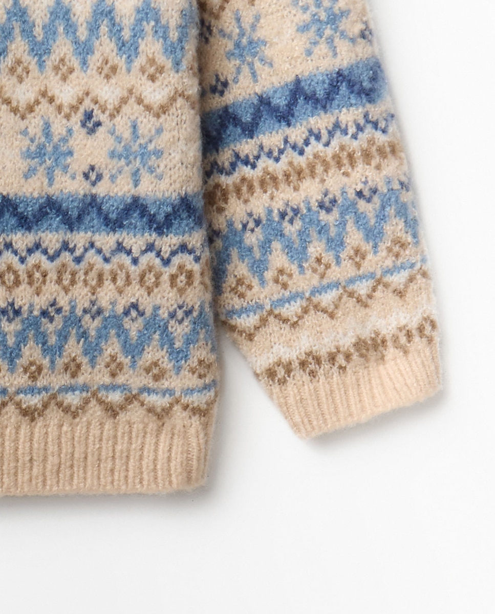 Camisola de Malha Jacquard de Inverno Castanho-claro-6