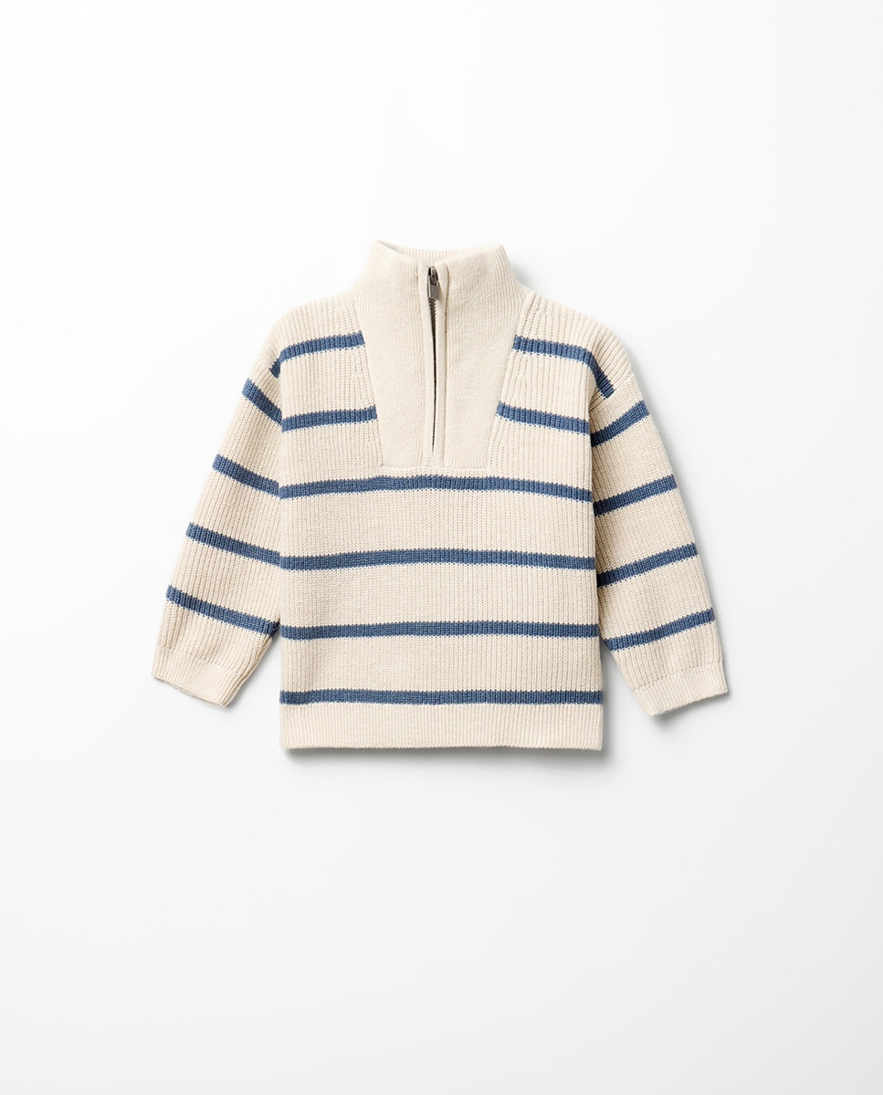 Jersey rib rayas cremallera - Sfera - Blanco roto Blanco roto-5