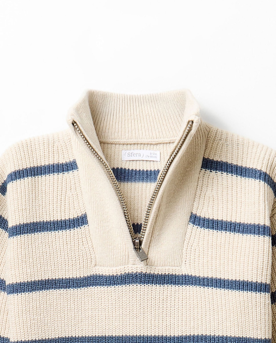 Jersey rib rayas cremallera - Sfera - Blanco roto Blanco roto-6