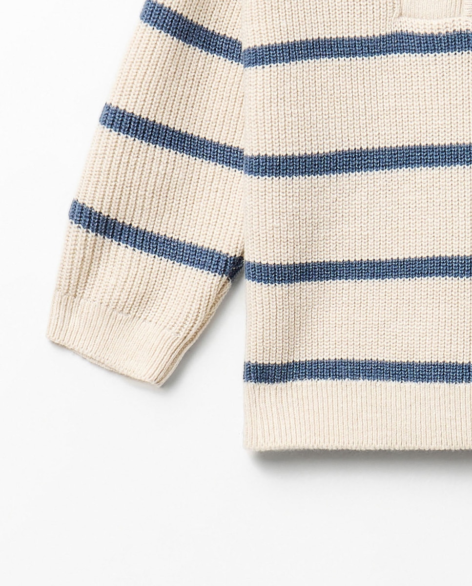 Jersey rib rayas cremallera - Sfera - Blanco roto Blanco roto-7