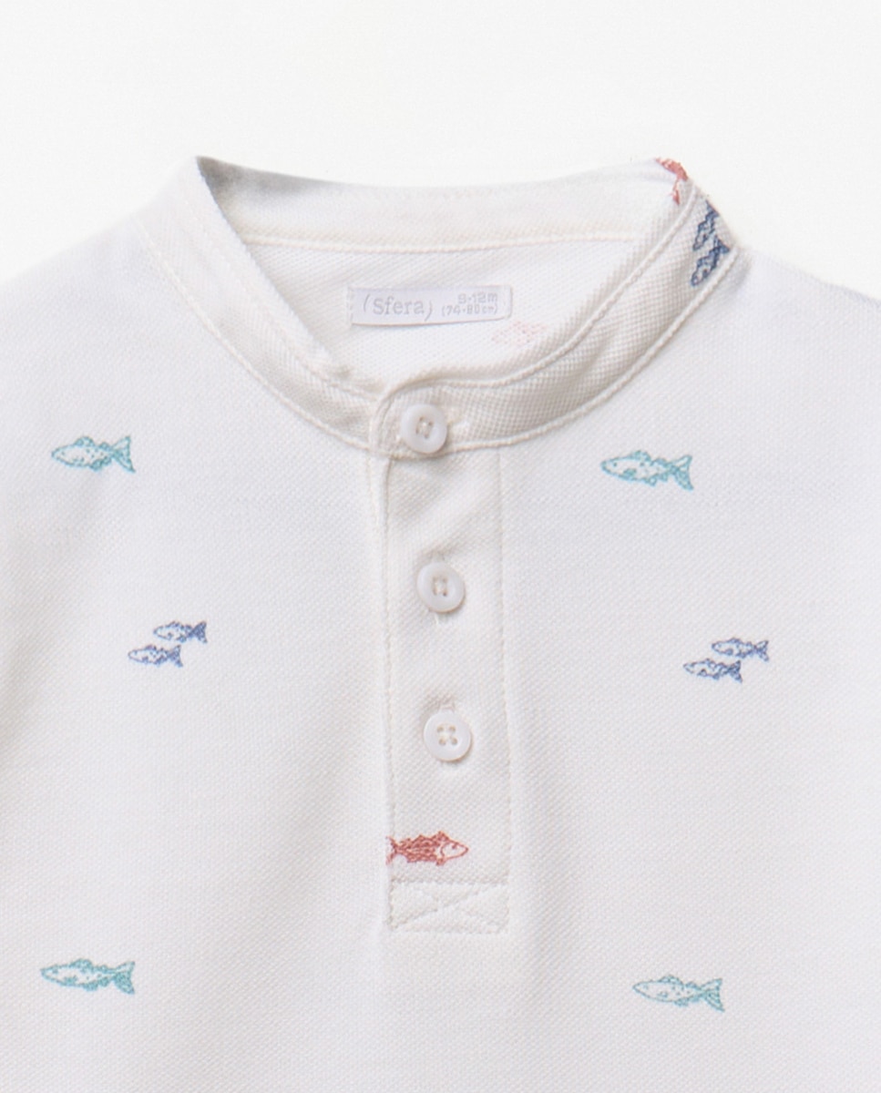Polo Estampado Sfera Branco-2