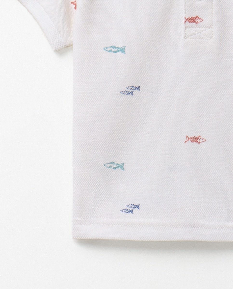 Polo Estampado Sfera Branco-3