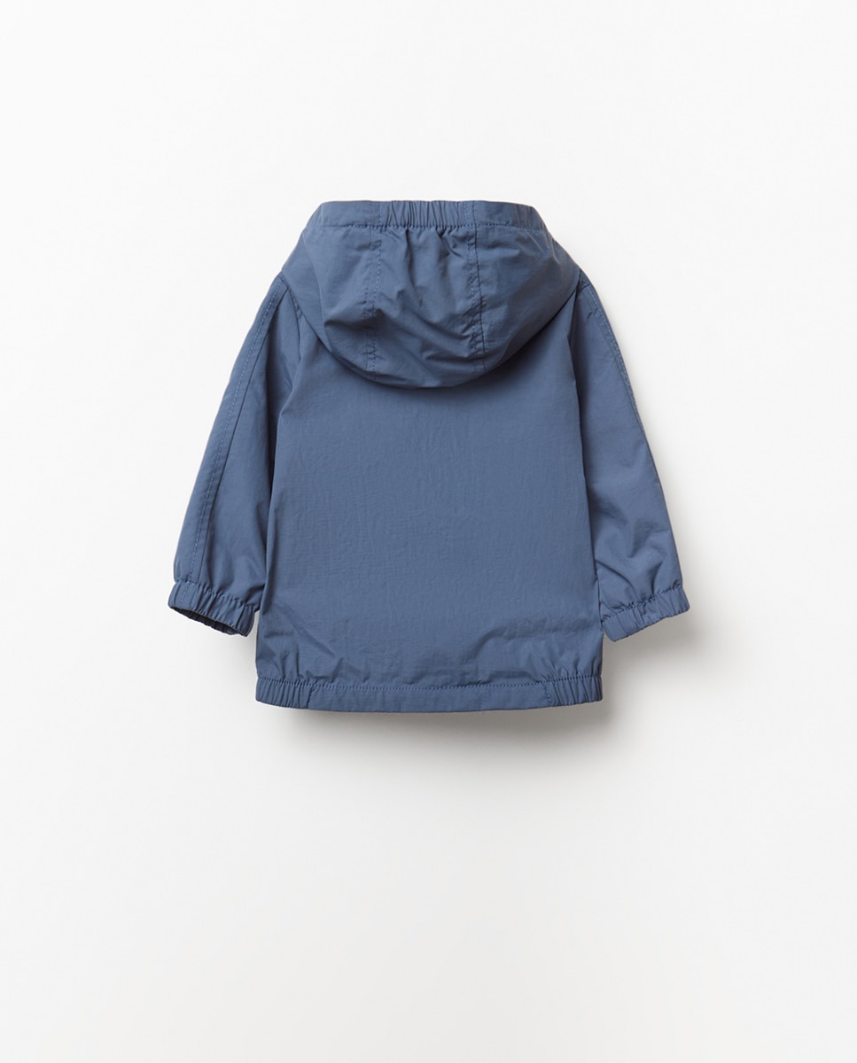 Corta-Vento Liso com Bolsos Azul-marinho-3