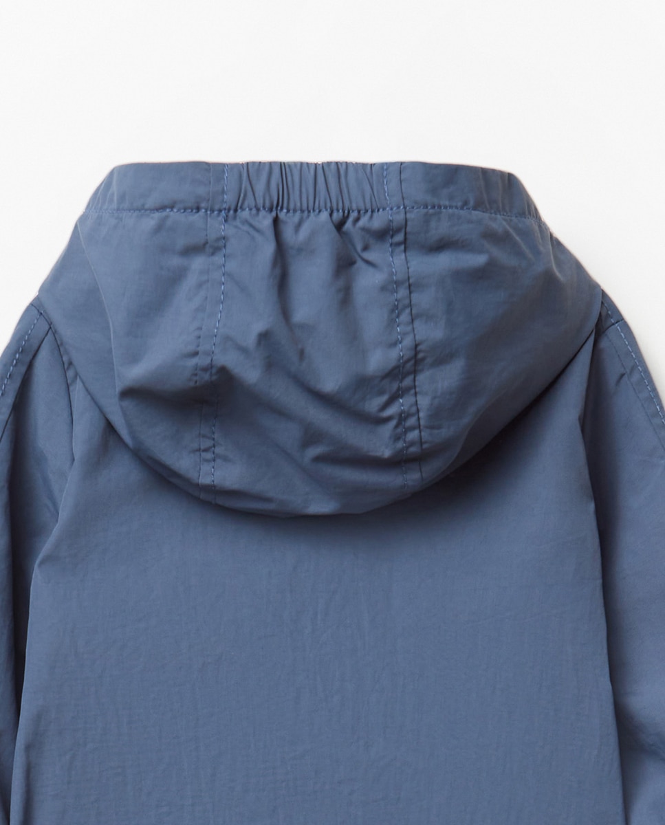 Corta-Vento Liso com Bolsos Azul-marinho-4