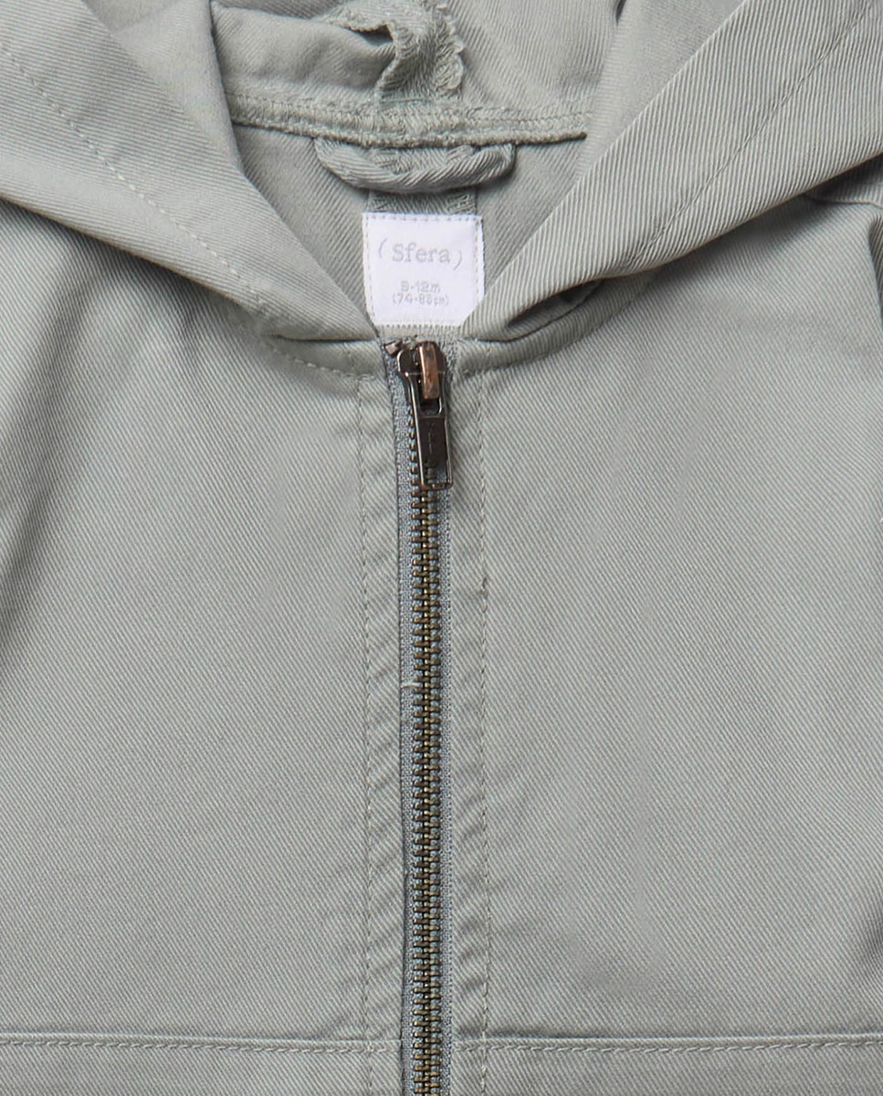 Sobrecamisa com Bolso Canguru e Capuz Sfera Caqui-5