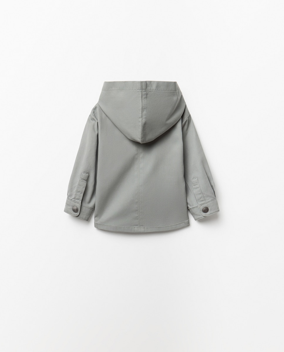 Sobrecamisa com Bolso Canguru e Capuz Sfera Caqui-7