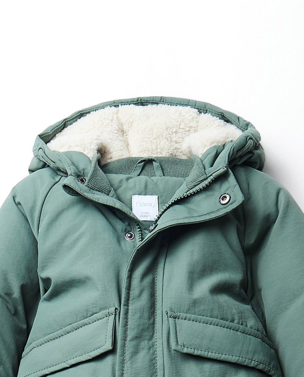 Parka com Capuz e Bolsos Sfera 520 Caqui-2