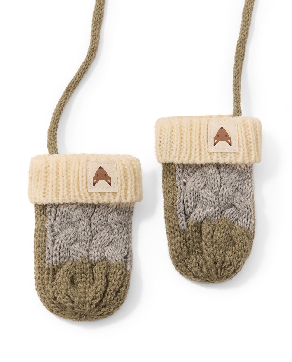 Luvas com Color Block Caqui-2