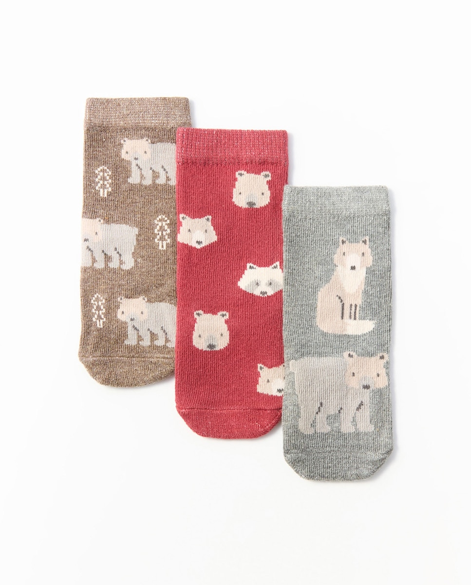 Pack 3 calcetín animal bosque - Sfera - Beige Beige-1