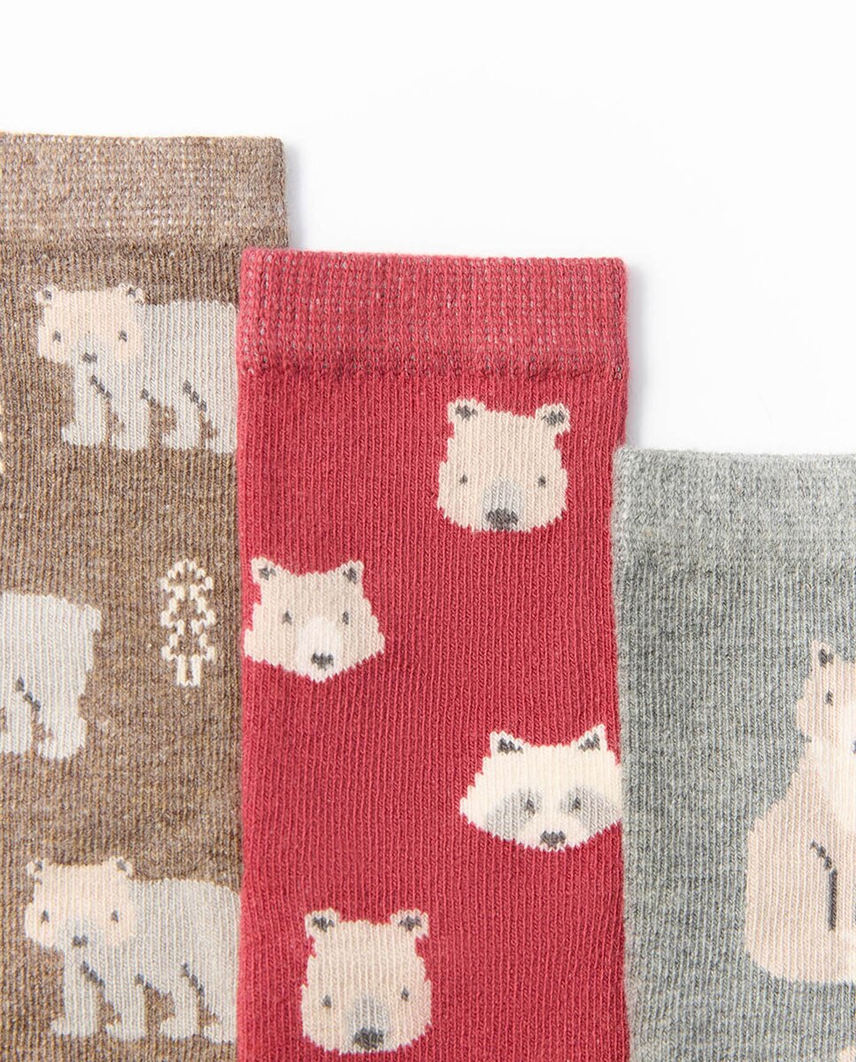 Pack 3 calcetín animal bosque - Sfera - Beige Beige-2