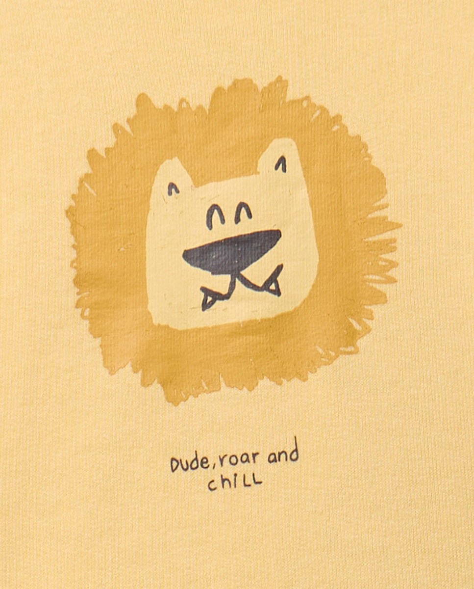 Sweatshirt com Estampado de Leão Amarelo-5