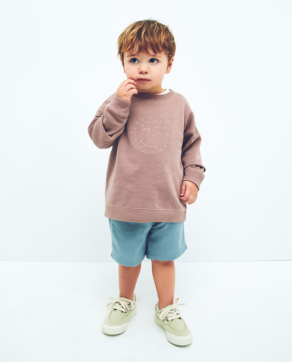 Sweatshirt com Bordado Central Roxo-1