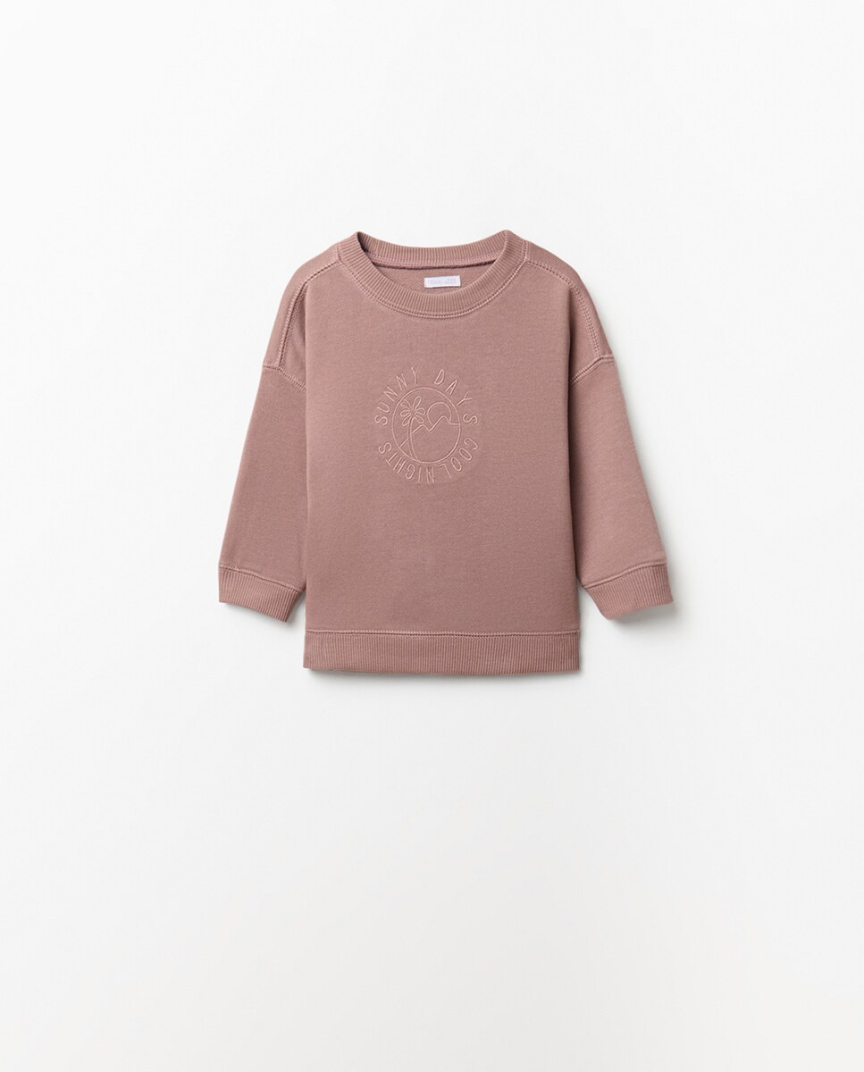 Sweatshirt com Bordado Central Roxo-5