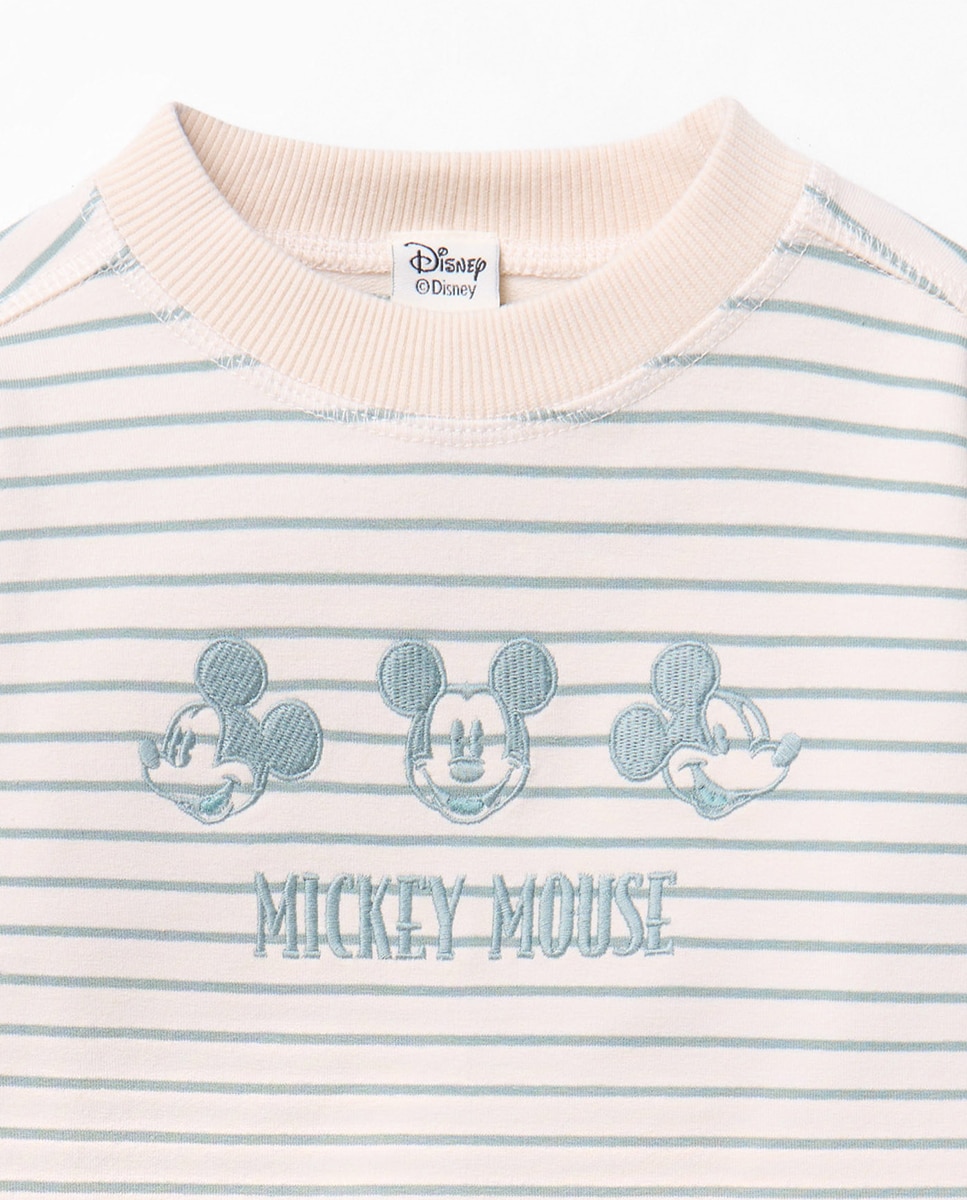 Sweatshirt às Riscas Mickey Sfera Branco-2