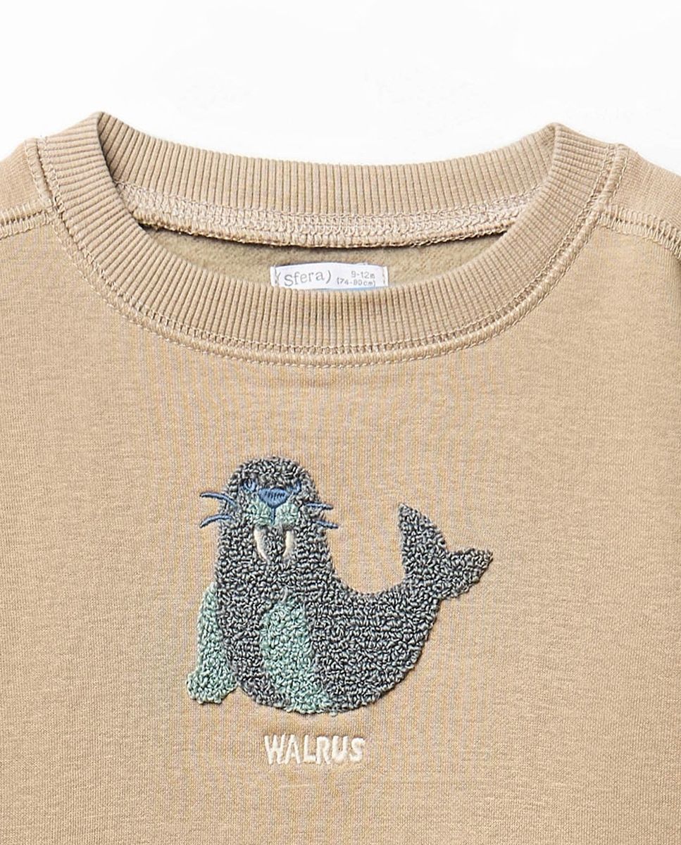 Sweatshirt em Tecido de Toalha Walrus Sfera Torrado-2