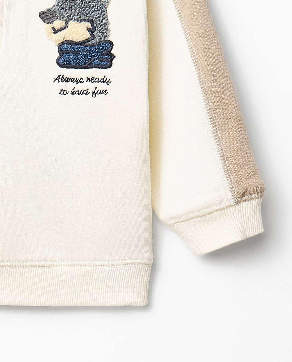 Sweatshirt com Fecho de Correr Lobo Sfera 120 Cru-3