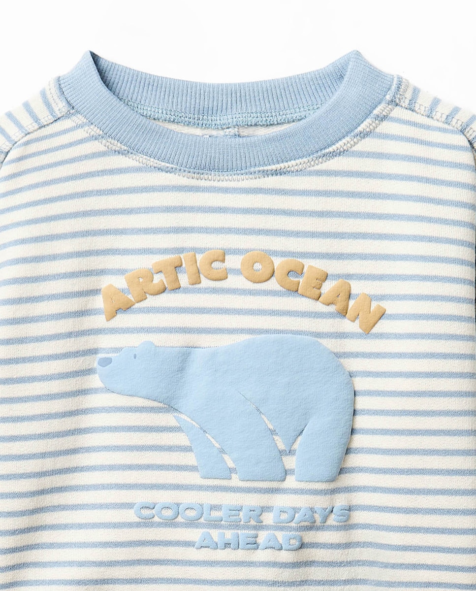 Sweatshirt às Riscas com Urso Sfera 120 Cru-2