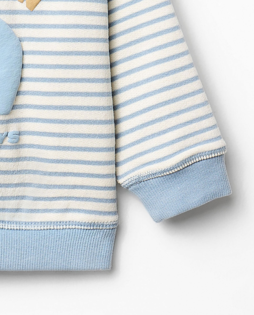 Sweatshirt às Riscas com Urso Sfera 120 Cru-3