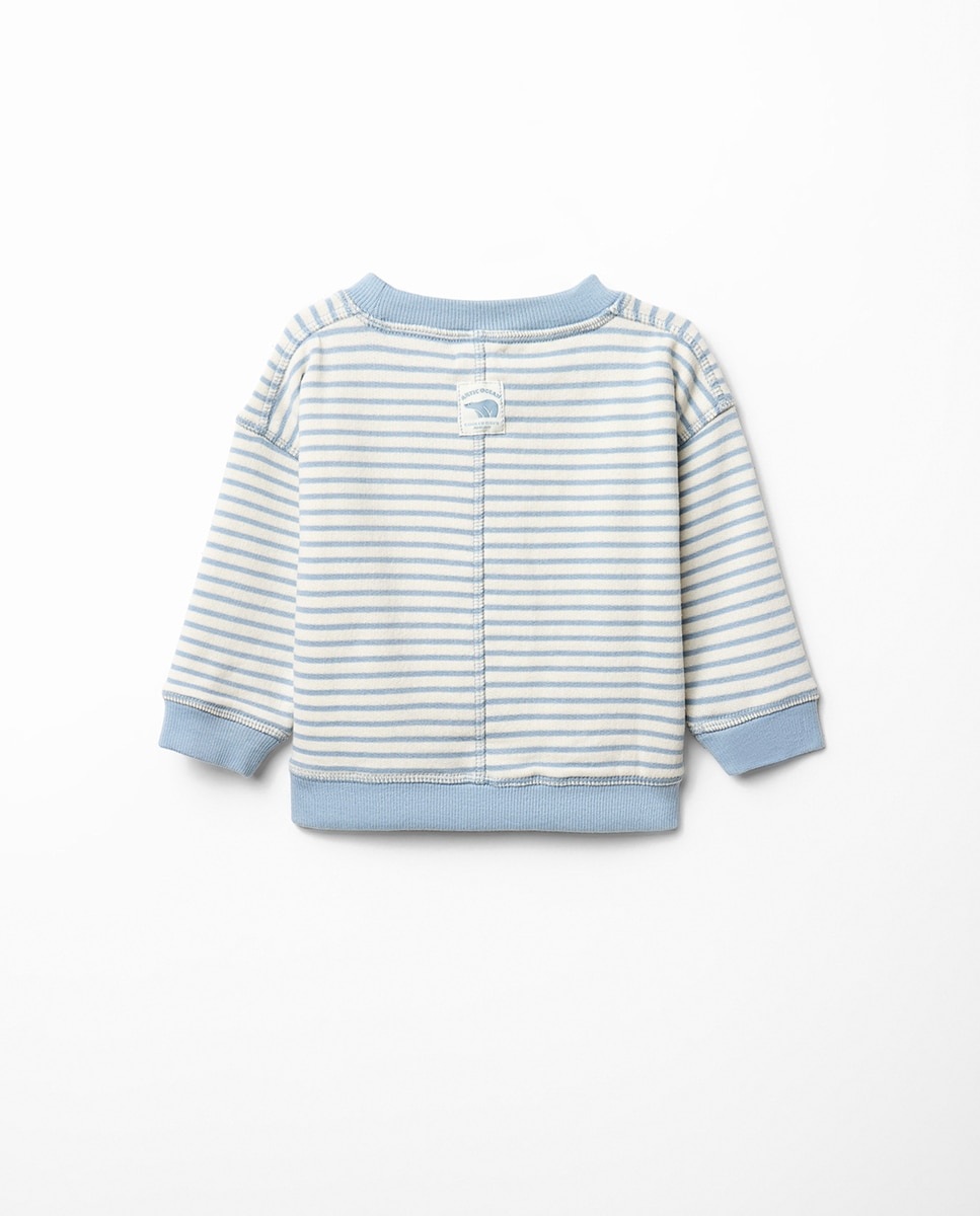Sweatshirt às Riscas com Urso Sfera 120 Cru-5