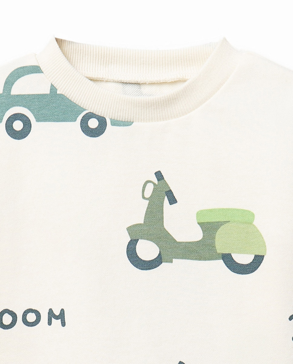 Sweatshirt com Estampado de Motas Sfera Branco-marfim-2