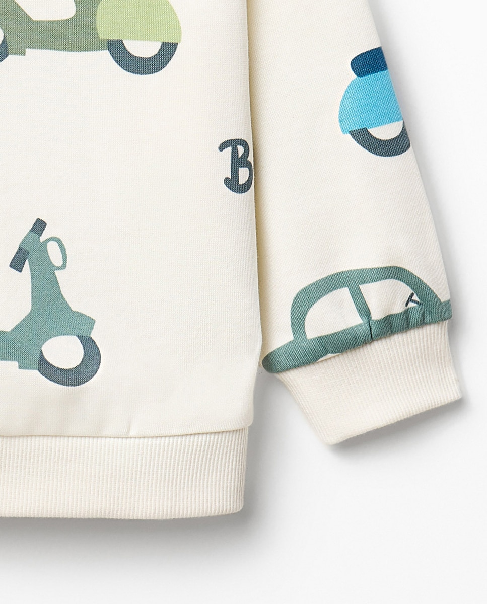 Sweatshirt com Estampado de Motas Sfera Branco-marfim-3
