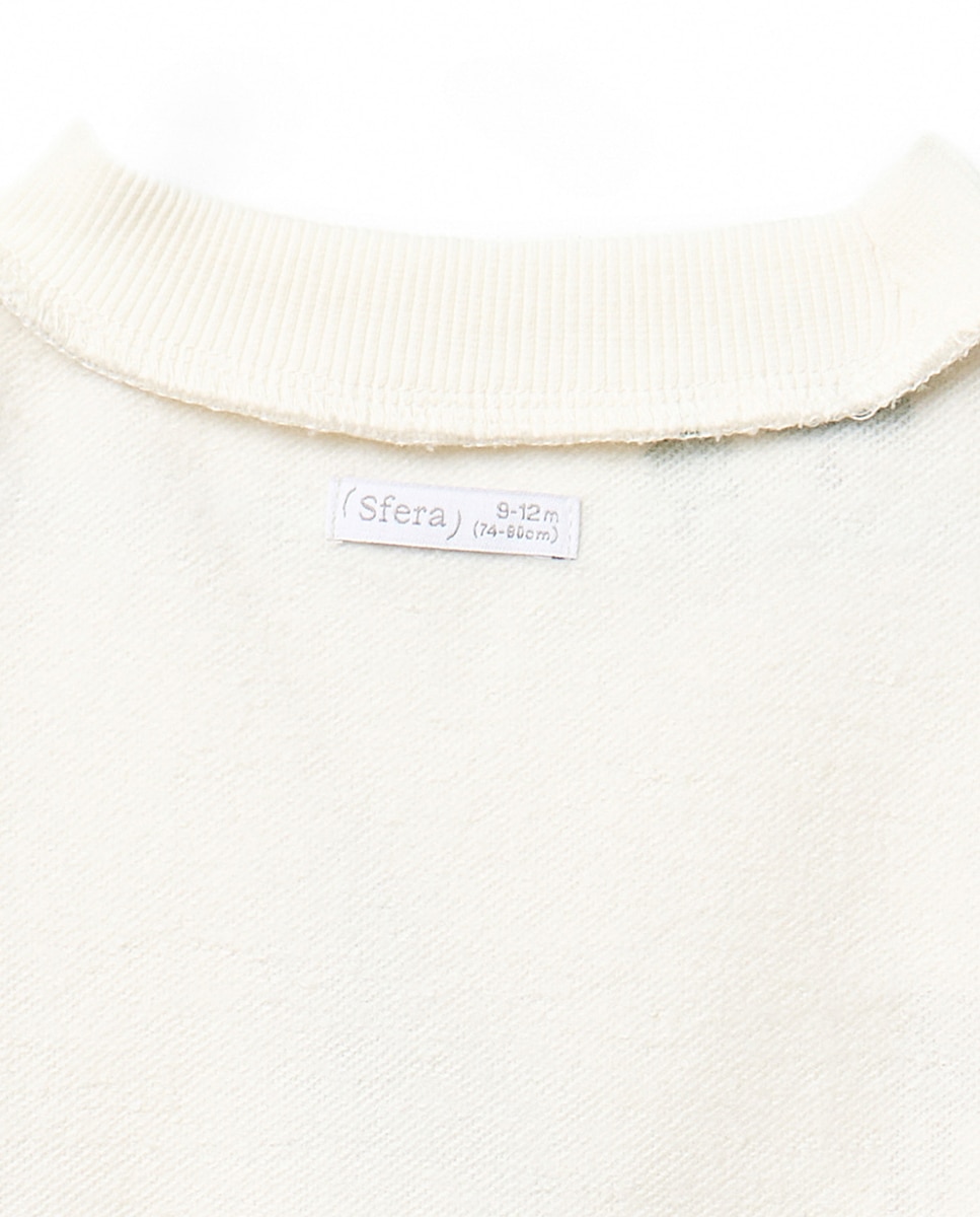 Sweatshirt com Estampado de Motas Sfera Branco-marfim-4