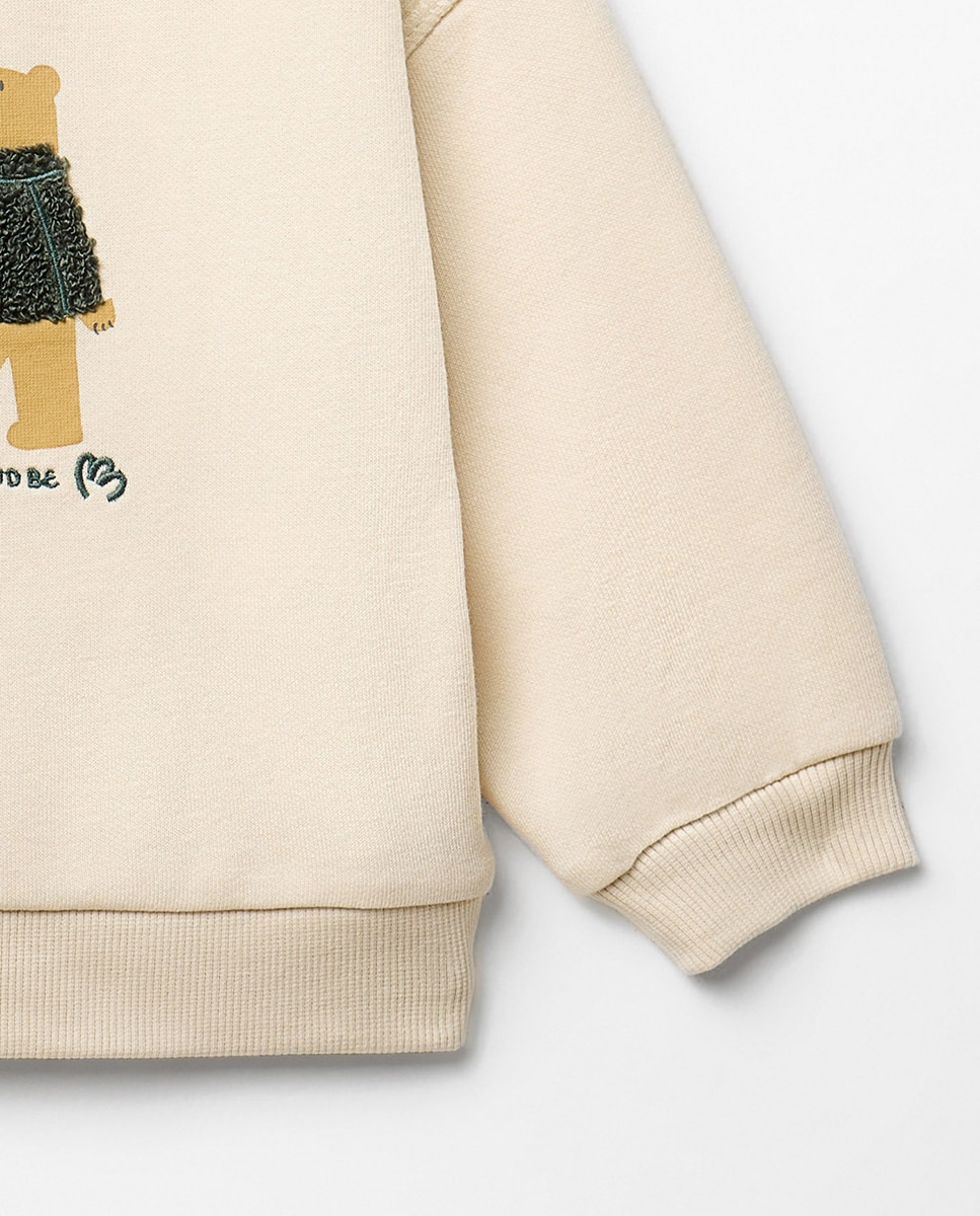 Sweatshirt com Estampado de Amigos Sfera Branco-marfim-3