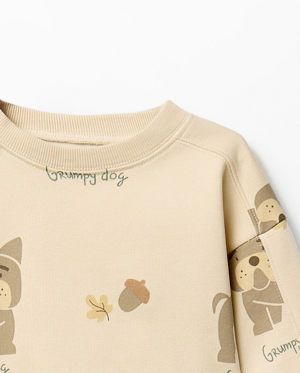 Sweatshirt com Estampado de Cães Branco-marfim-2