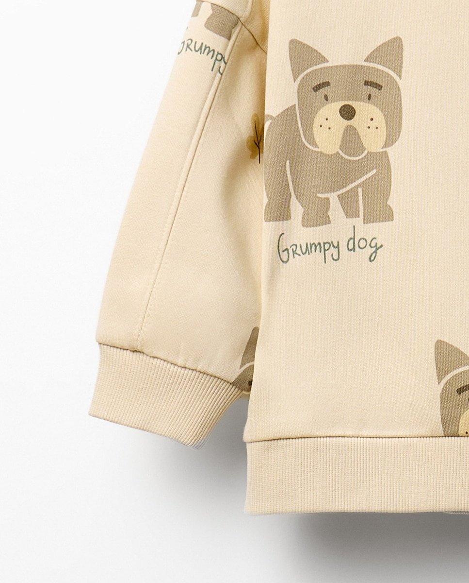 Sweatshirt com Estampado de Cães Branco-marfim-3