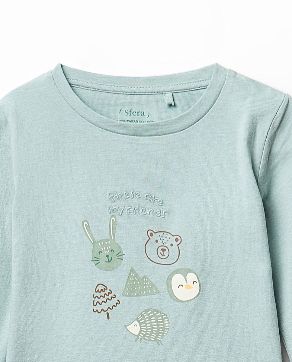 Pijama com Caras de Animais 510 Verde Claro-3
