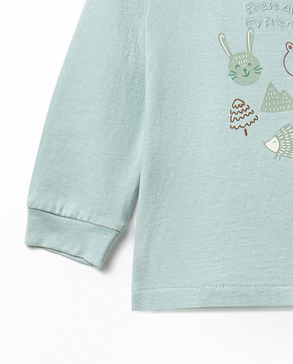 Pijama com Caras de Animais 510 Verde Claro-4