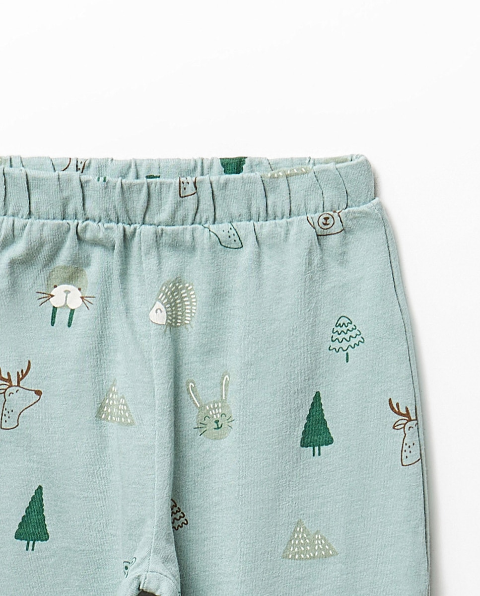 Pijama com Caras de Animais 510 Verde Claro-6