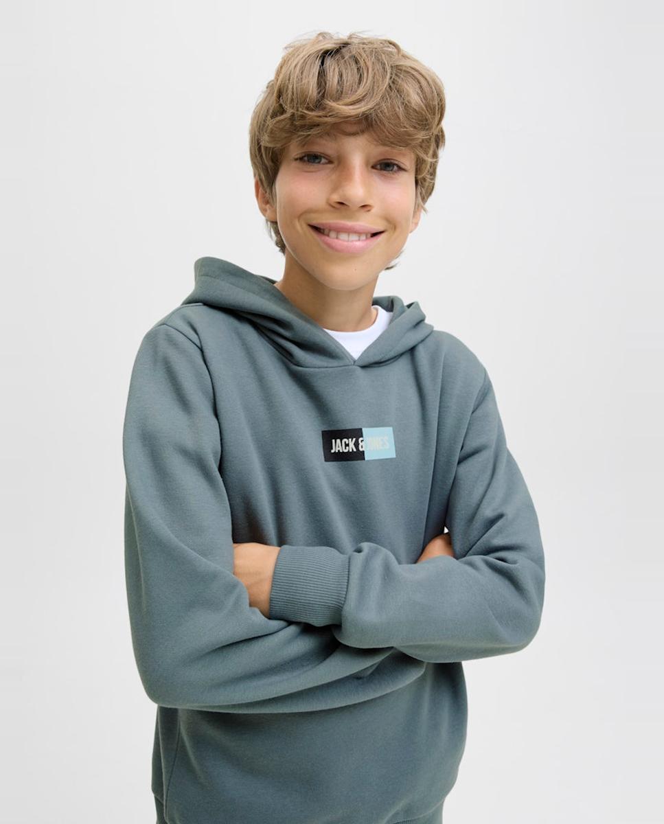 Sweatshirt com Capuz com Estampado à Frente Jack & Jones Azul-3