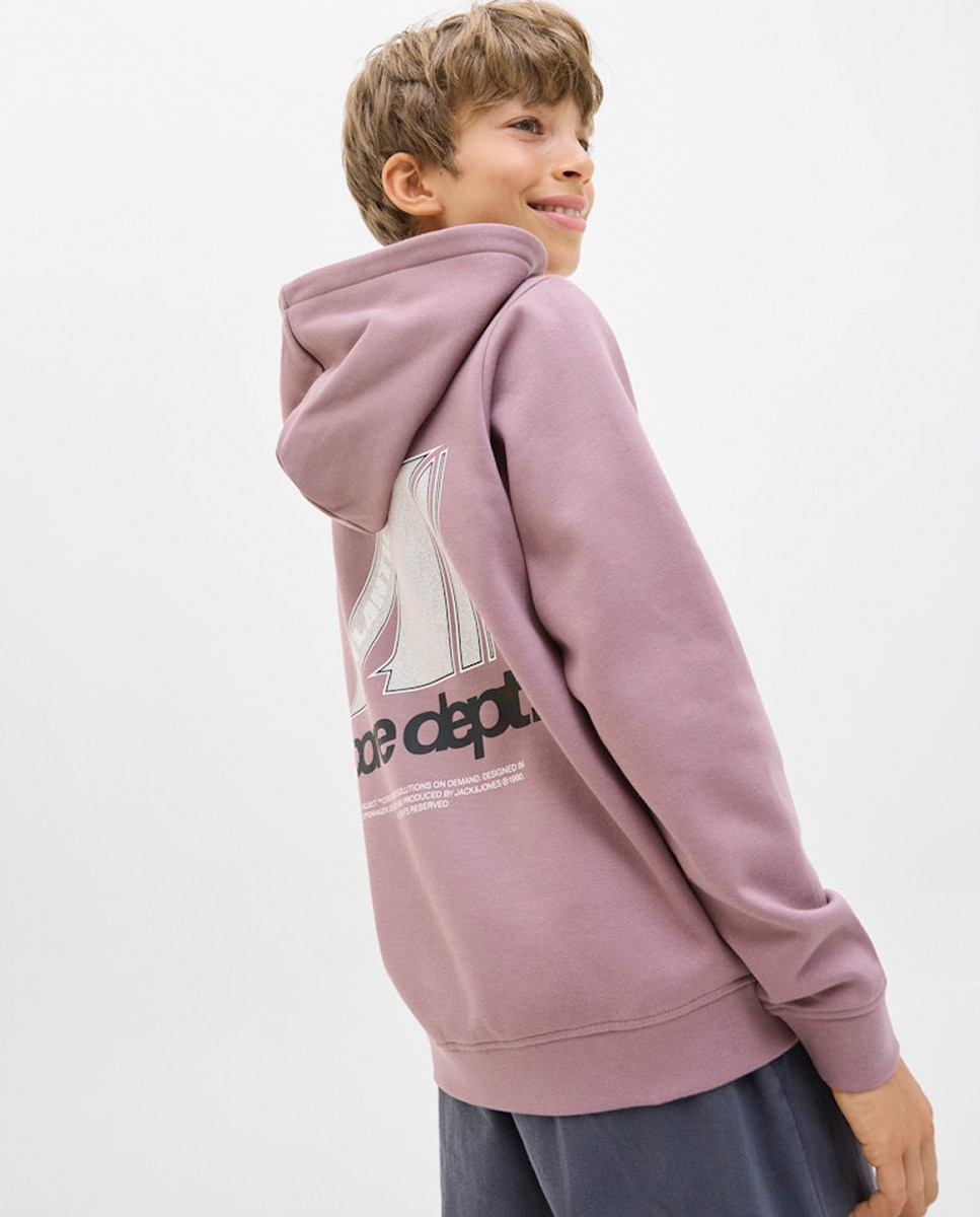 Sweatshirt com Capuz e Backprint Rosa-3