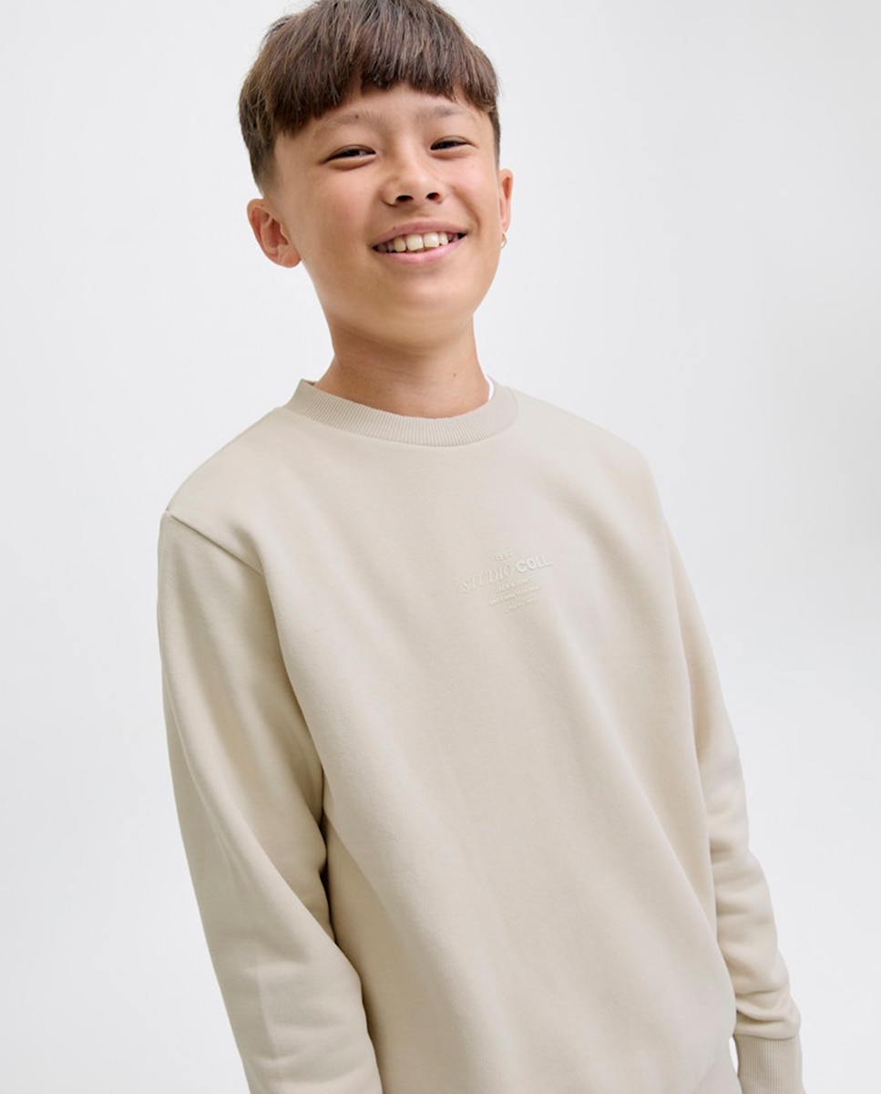 Sweatshirt sem capuz Creme-5