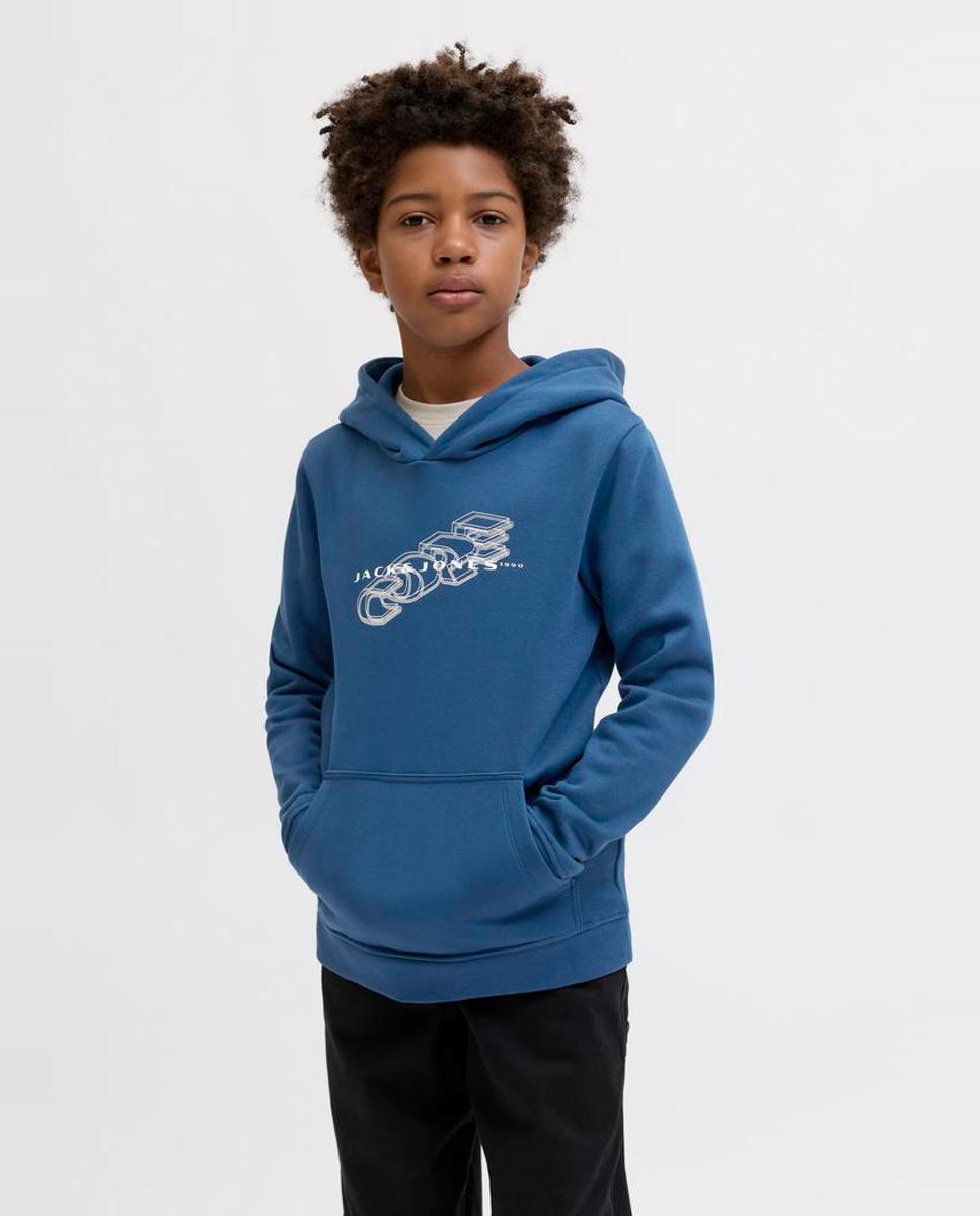 Sudadera de niño con capucha y print frontal - Jack & Jones - Azul Azul-1