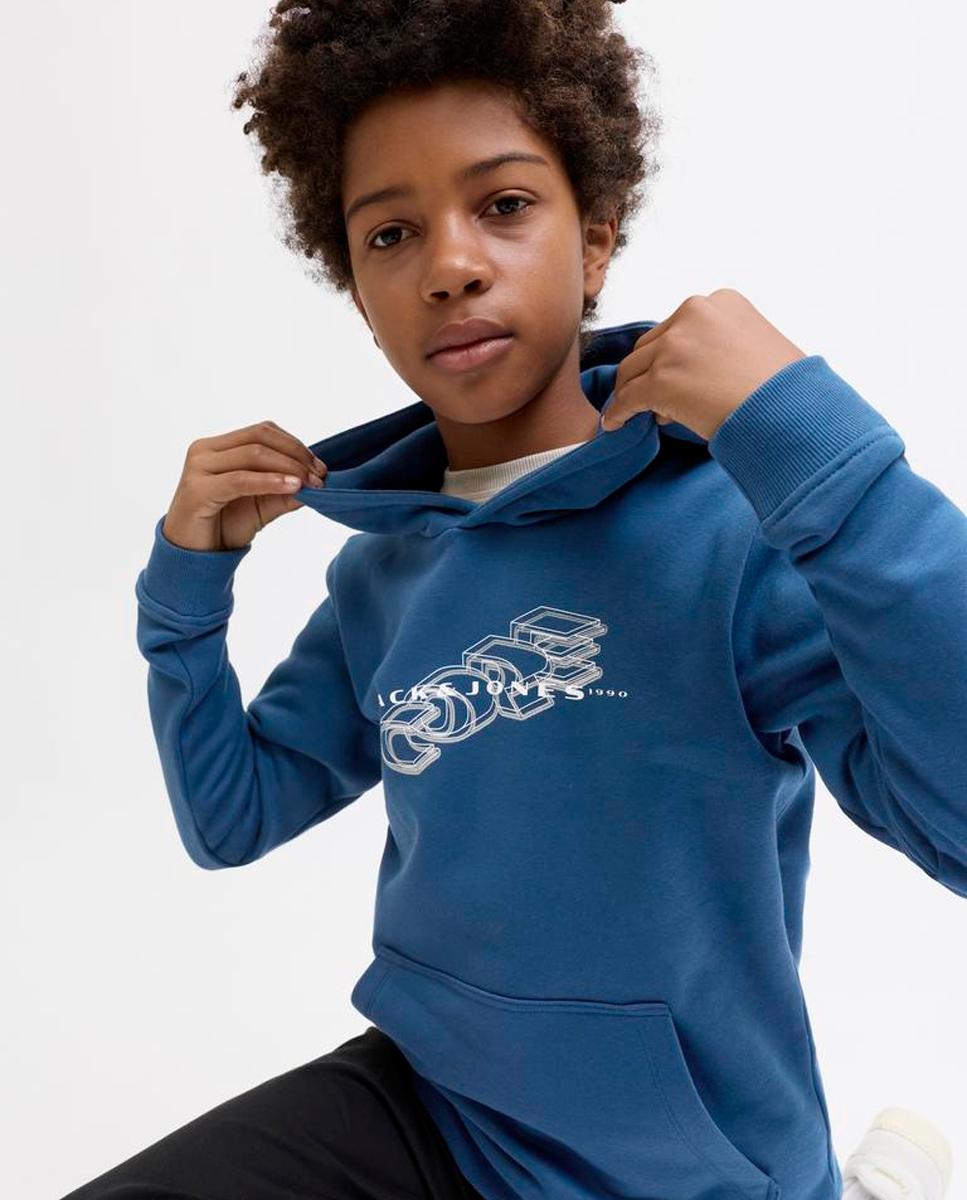 Sudadera de niño con capucha y print frontal - Jack & Jones - Azul Azul-4