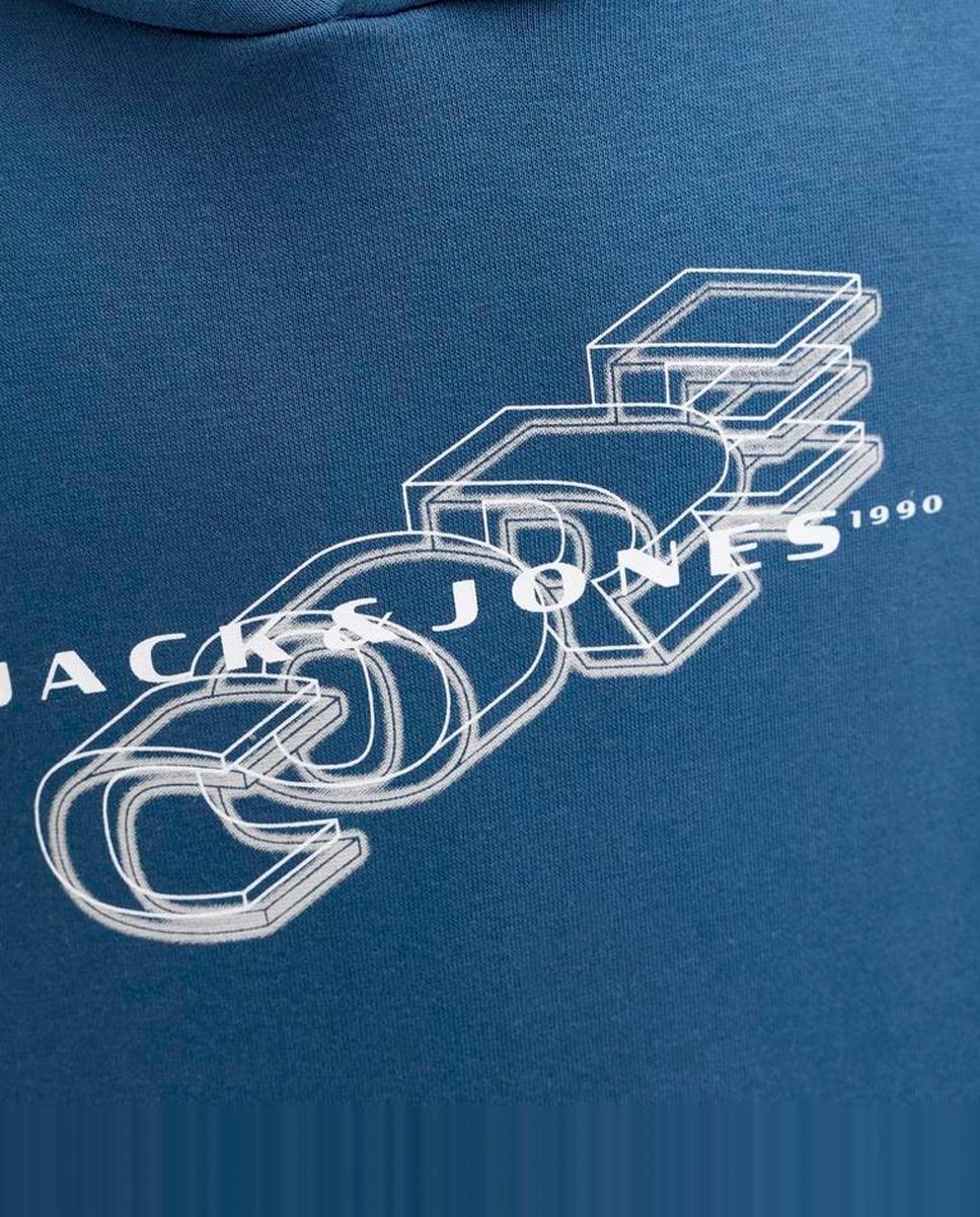 Sudadera de niño con capucha y print frontal - Jack & Jones - Azul Azul-6