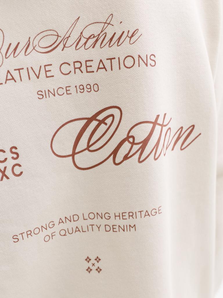 Sweatshirt com Capuz e Back Print Creme-4