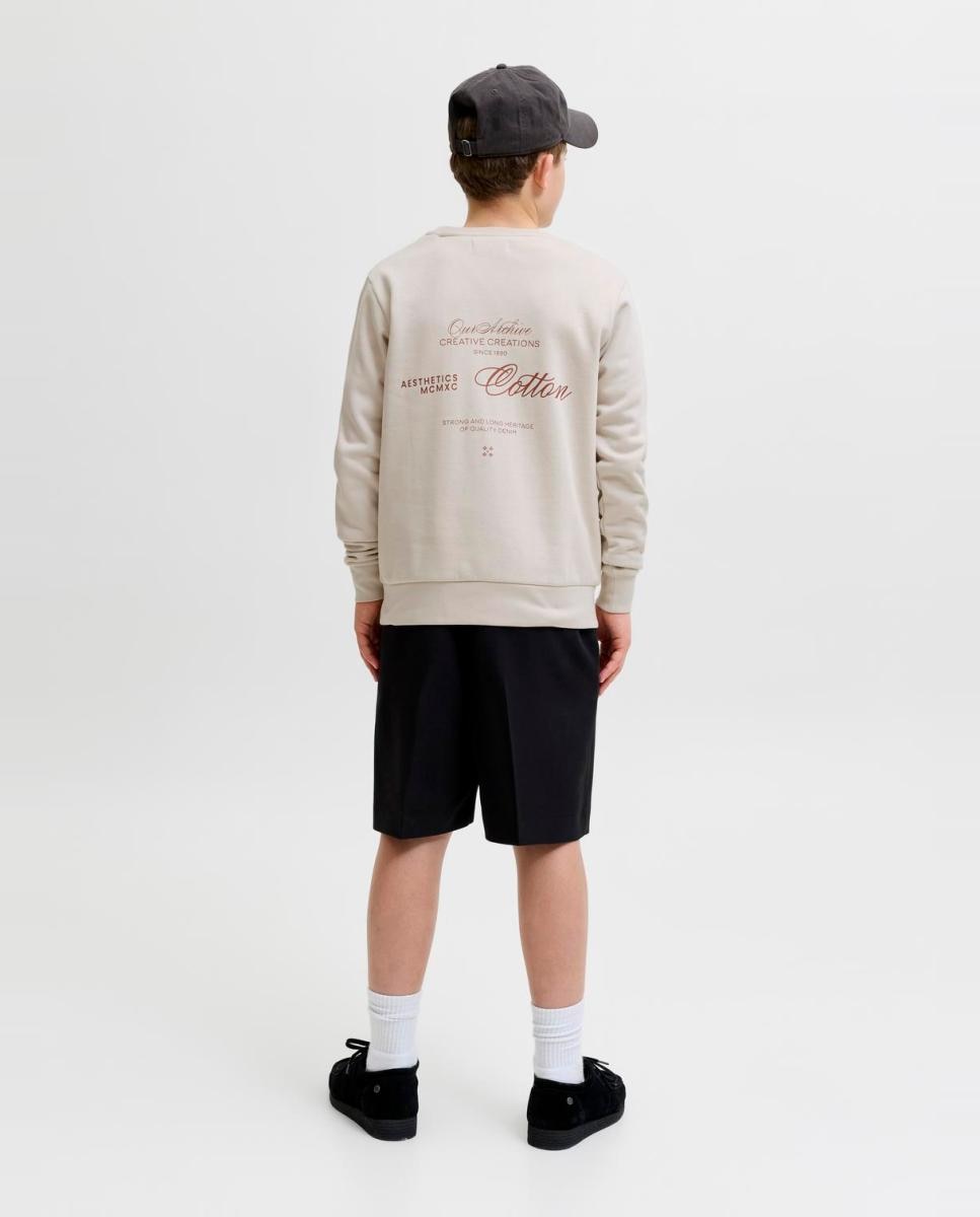 Sweatshirt de Gola Redonda com Back Print Jack & Jones Creme-2
