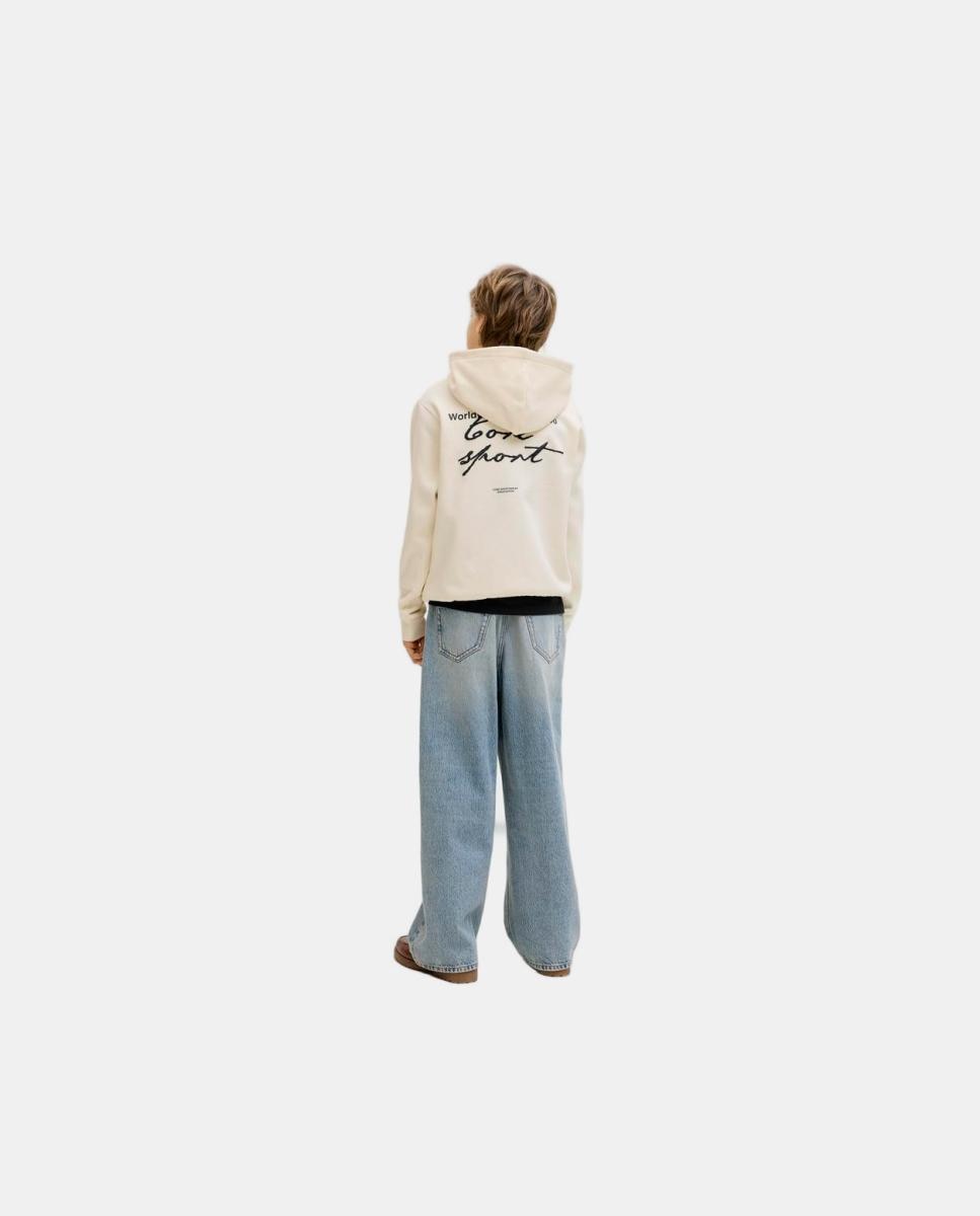 Sweatshirt com Capuz e Back Print Creme-3