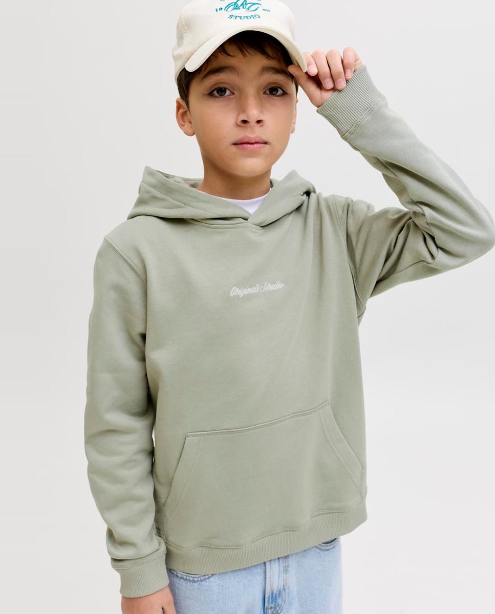 Sweatshirt com capuz e logótipo à frente Jack & Jones Verde-claro-3