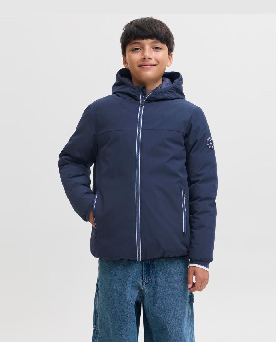 Plumífero reversible de niño con capucha - Jack & Jones - Azul marino Azul marino-1