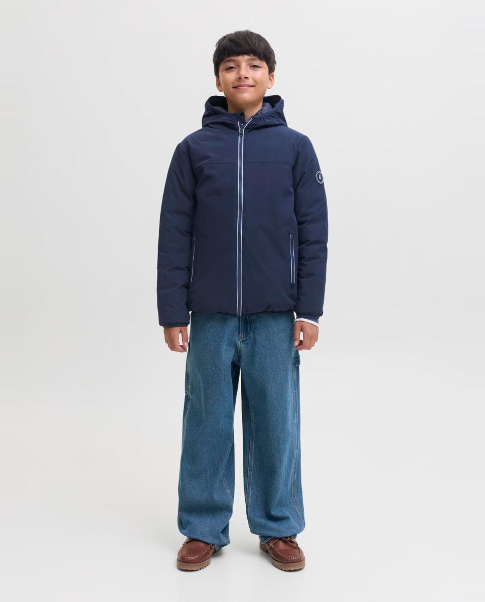 Plumífero reversible de niño con capucha - Jack & Jones - Azul marino Azul marino-4