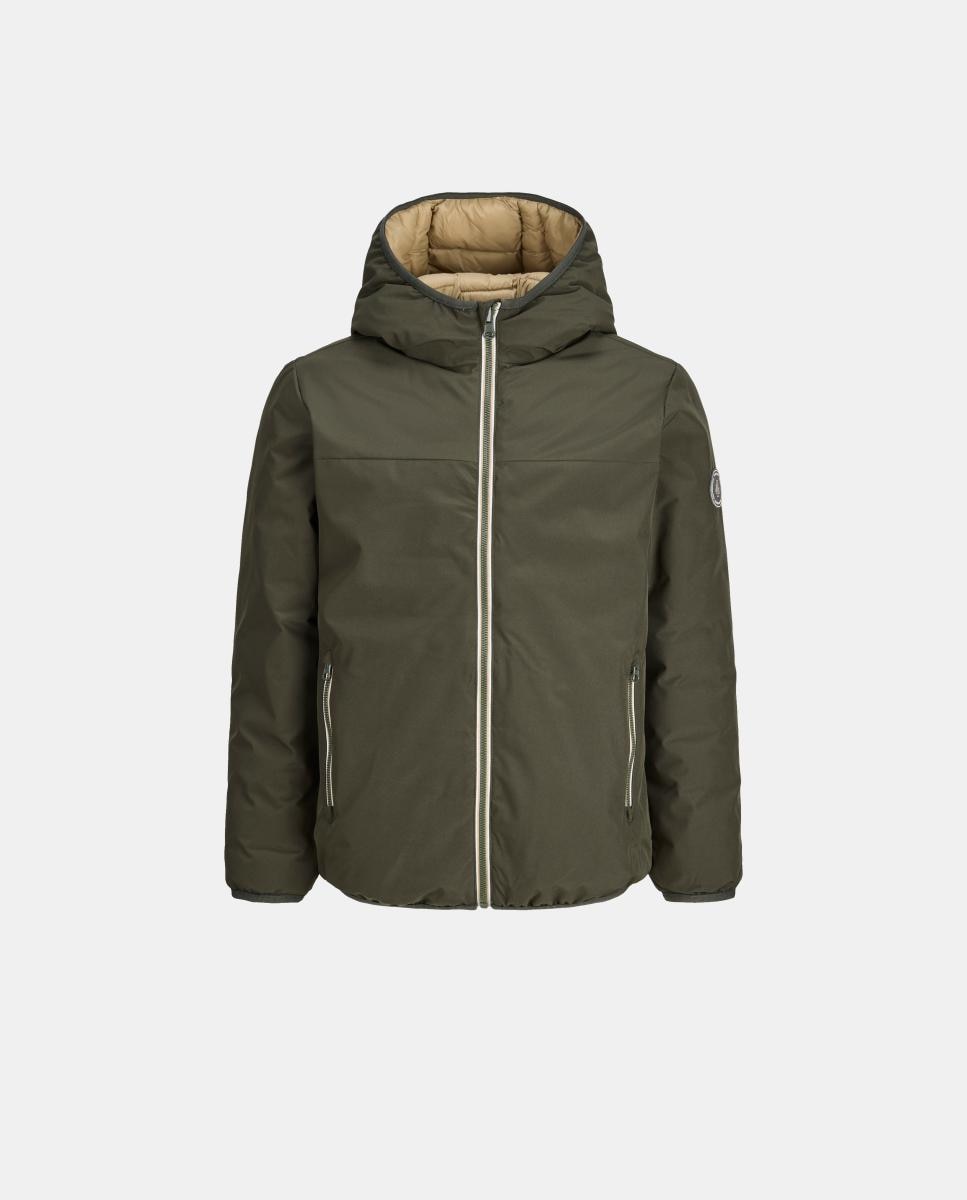 Blusão Acolchoado Reversível com Capuz Verde-militar-7